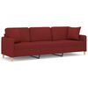 vidaXL 3-Sitzer-Sofa mit Kissen Weinrot 210 cm Stoff