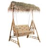 vidaXL Hollywoodschaukel mit Palmbl&auml;ttern und Kissen 202 cm Bambus