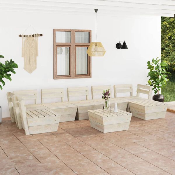 vidaXL 8-tlg. Garten-Paletten-Lounge-Set Imprägniertes Fichtenholz