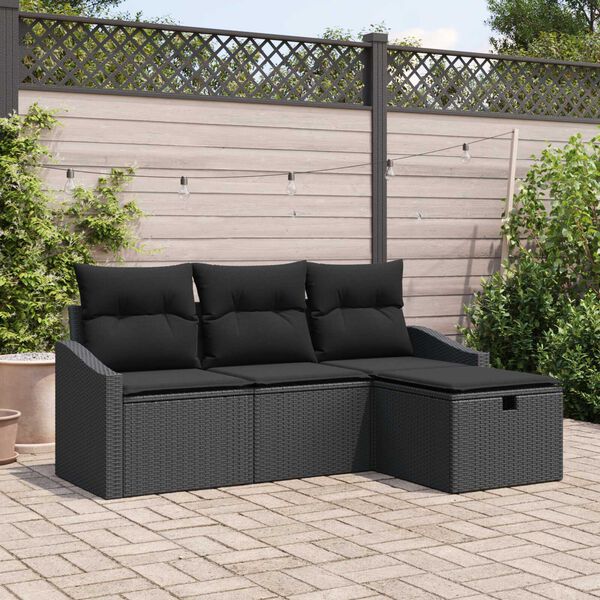 vidaXL Sofa Set mit Kissen 4 pcs Poly-Rattan