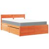 vidaXL Bett mit Schubladen und Matratze Wachsbraun 140x190 Massivholz
