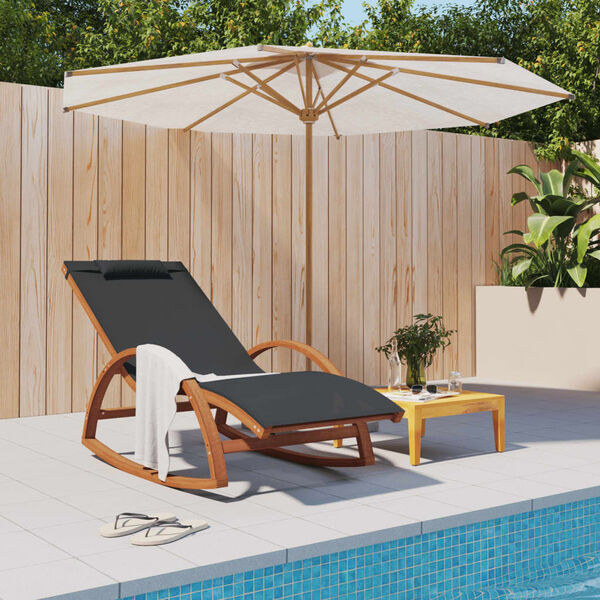 vidaXL Schaukelstuhl Grau Textilene und Massivholz Pappel