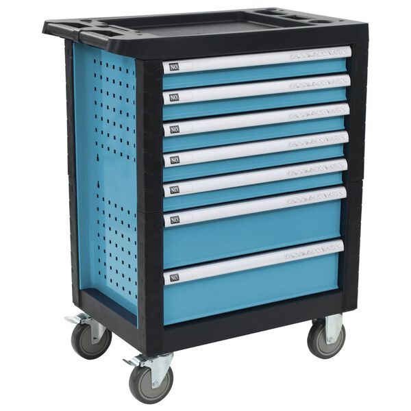 vidaXL Werkstattwagen mit 270 Werkzeugen Stahl Blau