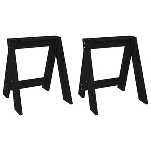 vidaXL Hocker 2 Stk. Schwarz 40x40x45 cm Massivholz Kiefer
