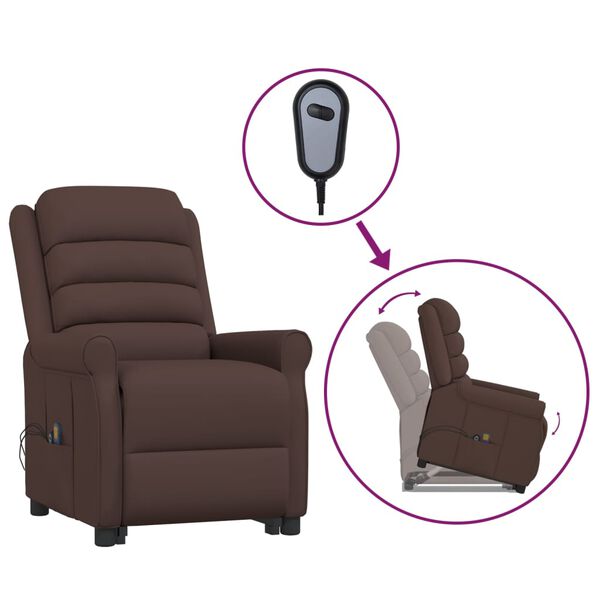 vidaXL Massagesessel mit Aufstehhilfe Braun Kunstleder