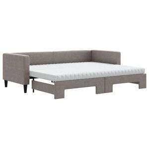 vidaXL Tagesbett Ausziehbar mit Matratzen Taupe 80x200 cm Stoff