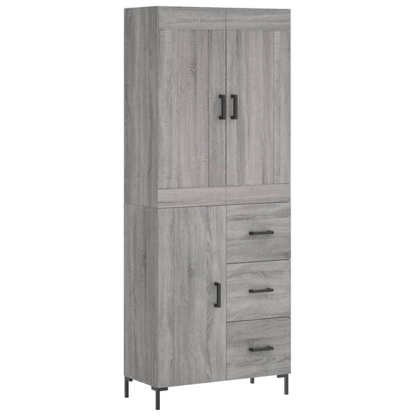 vidaXL Highboard Grau Sonoma 69,5x34x180 cm Holzwerkstoff