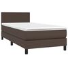 vidaXL Boxspringbett mit Matratze & LED Braun 100x200 cm Kunstleder
