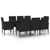 vidaXL 9-tlg. Garten-Essgruppe Poly Rattan Schwarz
