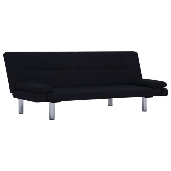 vidaXL Schlafsofa mit zwei Kissen Schwarz Polyester