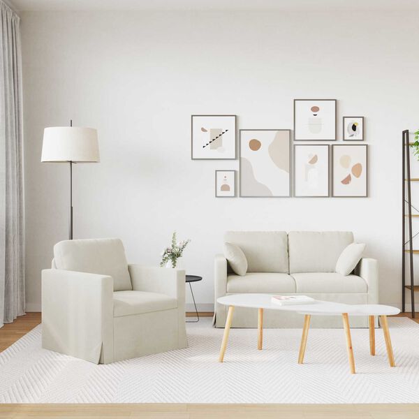 vidaXL Sofa 2 pcs Creme 138 x 78 x 80 cm Samt