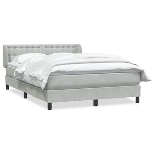 vidaXL Boxspringbett mit Matratze Hellgrau 140x210 cm Samt