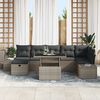 vidaXL Garten-Sofa-Set mit Kissen mit Speicher 8 pcs Grau Poly Rattan