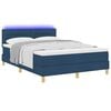 vidaXL LED Boxspringbett mit Matratze mit LED Blau 140 x 190 cm Stoff