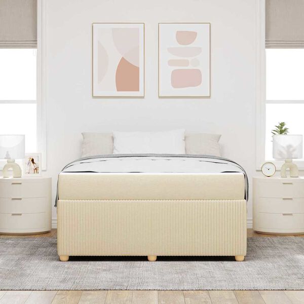 vidaXL Bettgestell mit Matratze mit Matratze Creme 140 x 200 cm Stoff