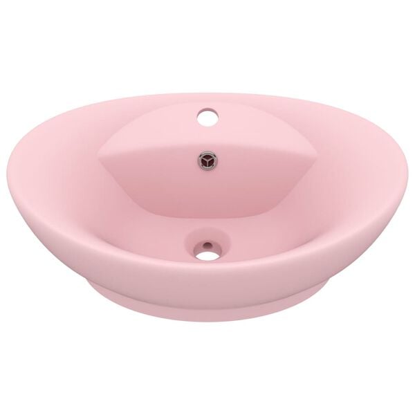vidaXL Luxus-Waschbecken &Uuml;berlauf Oval Matt-Rosa 58,5x39 cm Keramik