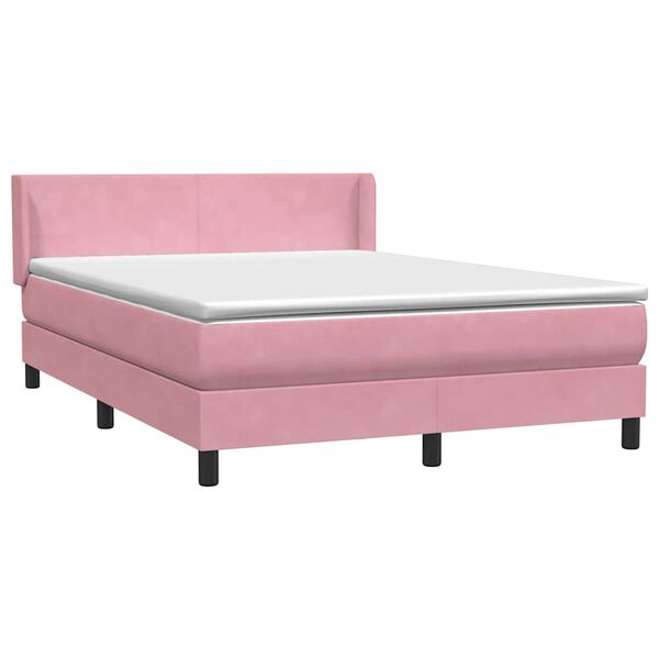 vidaXL Boxspringbett mit Matratze Rosa 160x210 cm Samt