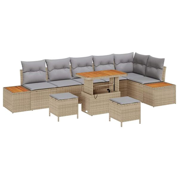 vidaXL Gartensofa-set 9 pcs Beige Poly-Rattan
