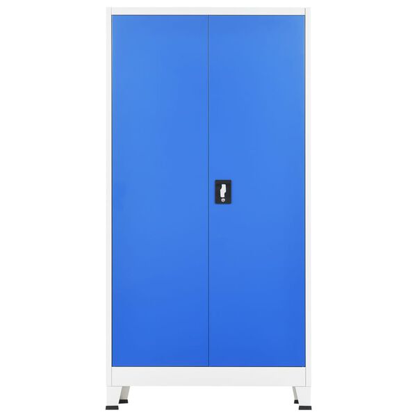 vidaXL Schlie&szlig;fachschrank 2 T&uuml;ren Metall 90x40x180 cm Grau und Blau