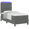 vidaXL Boxspringbett mit Matratze mit LED Dunkelgrau 90 x 190 cm Stoff