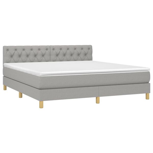 vidaXL Boxspringbett mit Matratze Hellgrau 160x200 cm Stoff