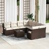 vidaXL Sofa Set mit Kissen 9 pcs Braun und Creme Poly-Rattan