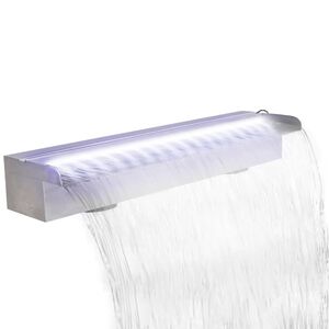 vidaXL Pool-Wasserfall Font&auml;ne mit LEDs Rechteckig Edelstahl 60 cm