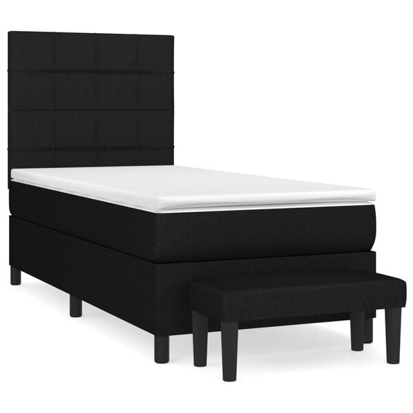 vidaXL Boxspringbett mit Matratze Schwarz 80x200 cm Stoff