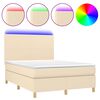 vidaXL Boxspringbett mit Matratze & LED Creme 140x190 cm Stoff