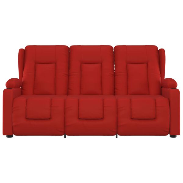 vidaXL 3-Sitzer Massagesessel mit Getränkehalter Weinrot Kunstleder