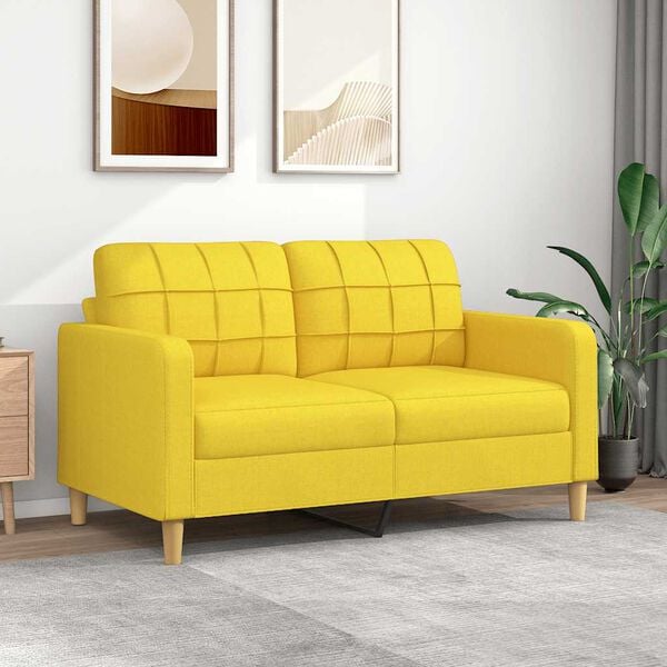 vidaXL 2-Sitzer-Sofa Hellgelb 140 cm Stoff