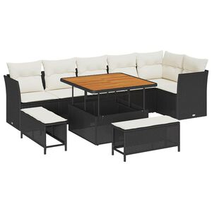 vidaXL Gartensofa-set 9 pcs Schwarz Poly-Rattan