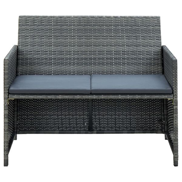 vidaXL 4-tlg. Garten-Lounge-Set mit Auflagen Poly Rattan Grau
