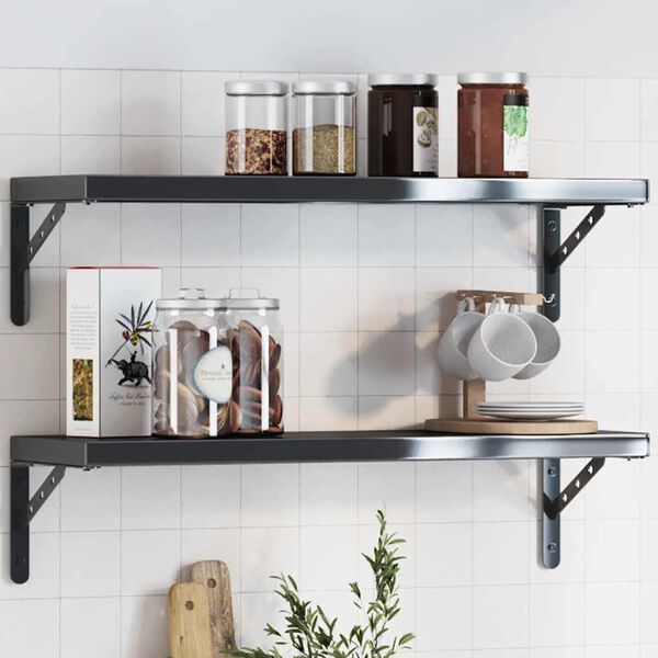 vidaXL Regaltr&auml;ger 4 Stk. 23,5x2,5x15,5 cm Schwarz Edelstahl