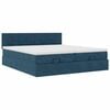 vidaXL Ottoman-Bett mit Matratzen & LEDs Dunkelblau 160x200 cm Samt