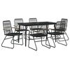 vidaXL 7-tlg. Garten-Essgruppe Schwarz PVC-Rattan