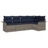 vidaXL Gartensofa-set mit Kissen 5 pcs Grau Poly-Rattan