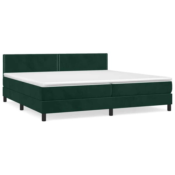 vidaXL Boxspringbett mit Matratze Dunkelgr&uuml;n 200x200 cm Samt