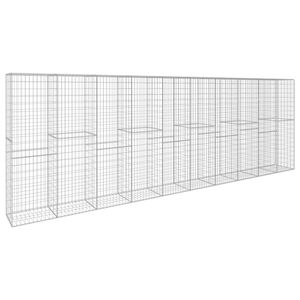 vidaXL Gabionenwand mit Abdeckung Verzinkter Stahl 600 x 50 x 200 cm