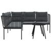 vidaXL Garten-Sofagarnitur mit Kissen Schwarz Stahl und Textilene