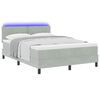 vidaXL LED Boxspringbett mit Matratze Hellgrau 140 x 200 cm Samt