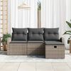 vidaXL Sofa Set mit Kissen mit Speicher 4 pcs Grau Poly-Rattan