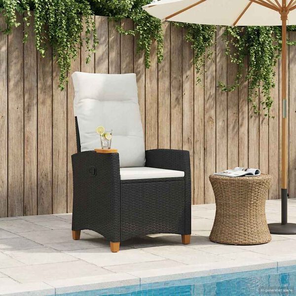 vidaXL Liegestuhl mit Teeteller 62 x 64 x 112 cm Poly-Rattan