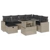 vidaXL 8-tlg. Garten-Sofagarnitur mit Kissen Hellgrau Poly Rattan
