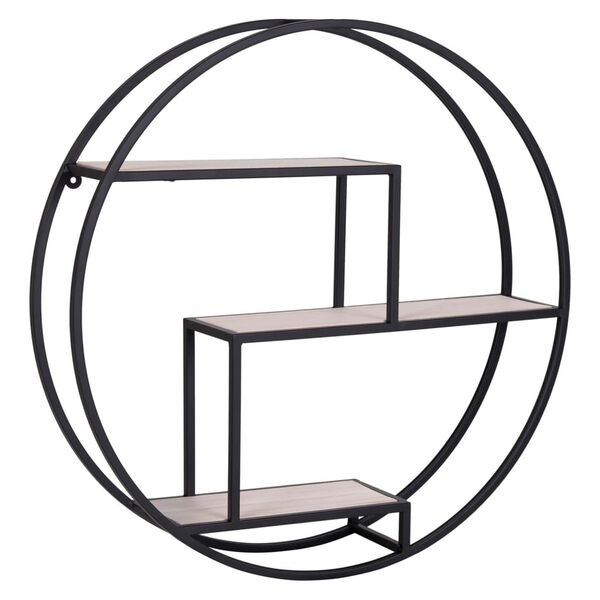 House Nordic Wandregal Isa Rund Schwarz und Natur