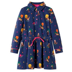 Kinderkleid mit Langen &Auml;rmeln und Kordelzug Marineblau 92
