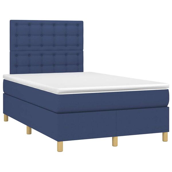 vidaXL Boxspringbett mit Matratze & LED Blau 120x190 cm Stoff