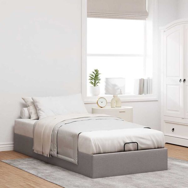 vidaXL Ottoman-Bett ohne Matratze Taupe 90x190 cm Stoff