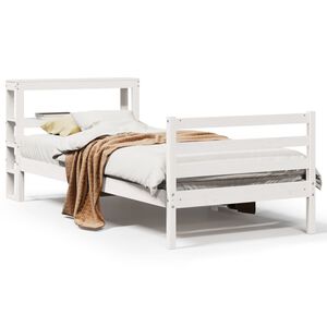 vidaXL Massivholzbett ohne Matratze Wei&szlig; 90x190 cm Kiefernholz