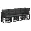 vidaXL Outdoor-Sofagarnitur mit Kissen 4 pcs Schwarz Polyester